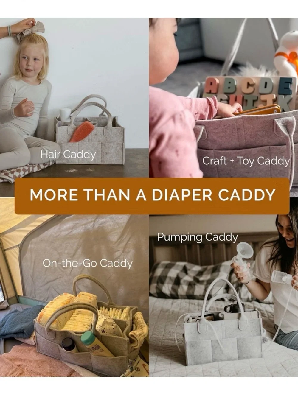 Gray Felt Diaper Caddy